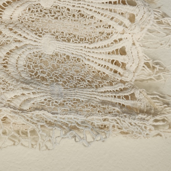 Vivid Collection Elegant Lace Crochet Short Sleeve Blouse in Cream Sz M Cottage - Picture 15 of 15